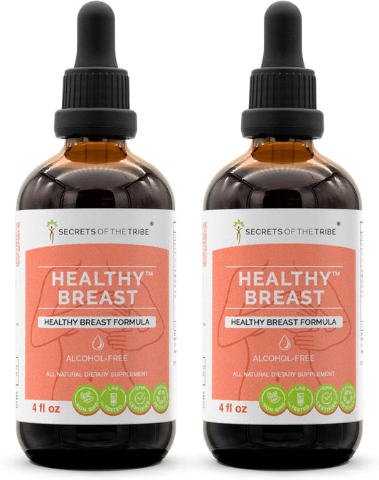 High-Potency Herbal Drops Alcohol-Free Extract for Healthy Breasts - Burdock, Vitex, Wild Yam, Red Clover, Chamomile, Yarrow Tincture
