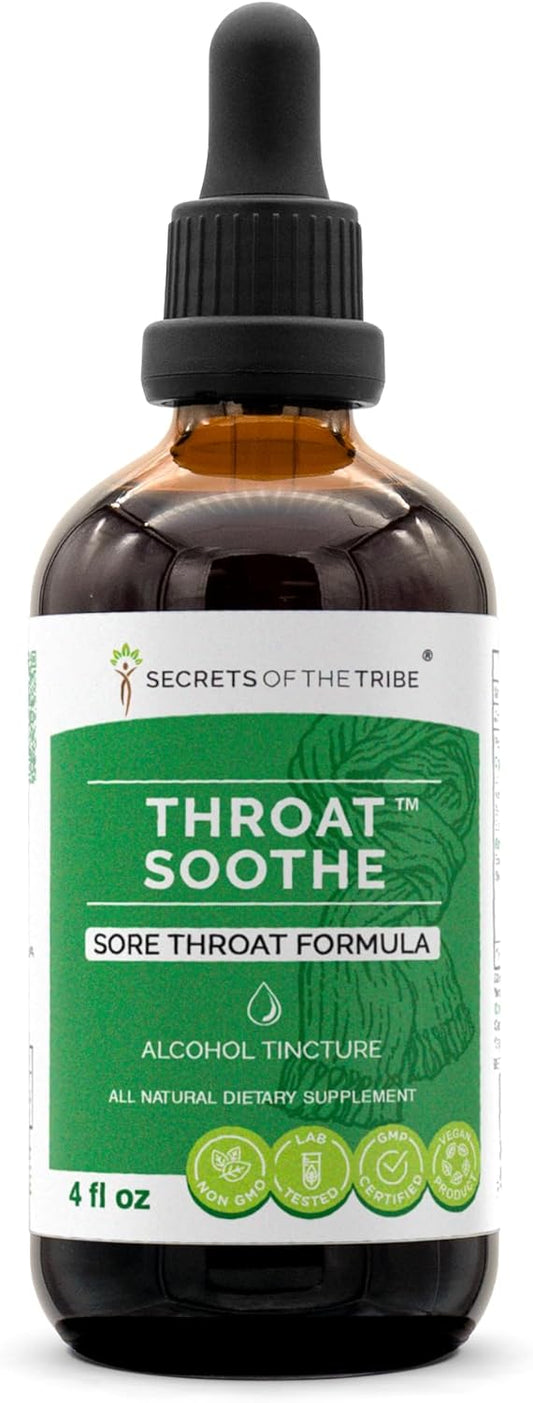 High-Potency Herbal Throat Soothe Tincture 4 oz - Licorice, Slippery Elm, Marshmallow, Sage, Echinacea, Elderberry - Sore Throat Relief