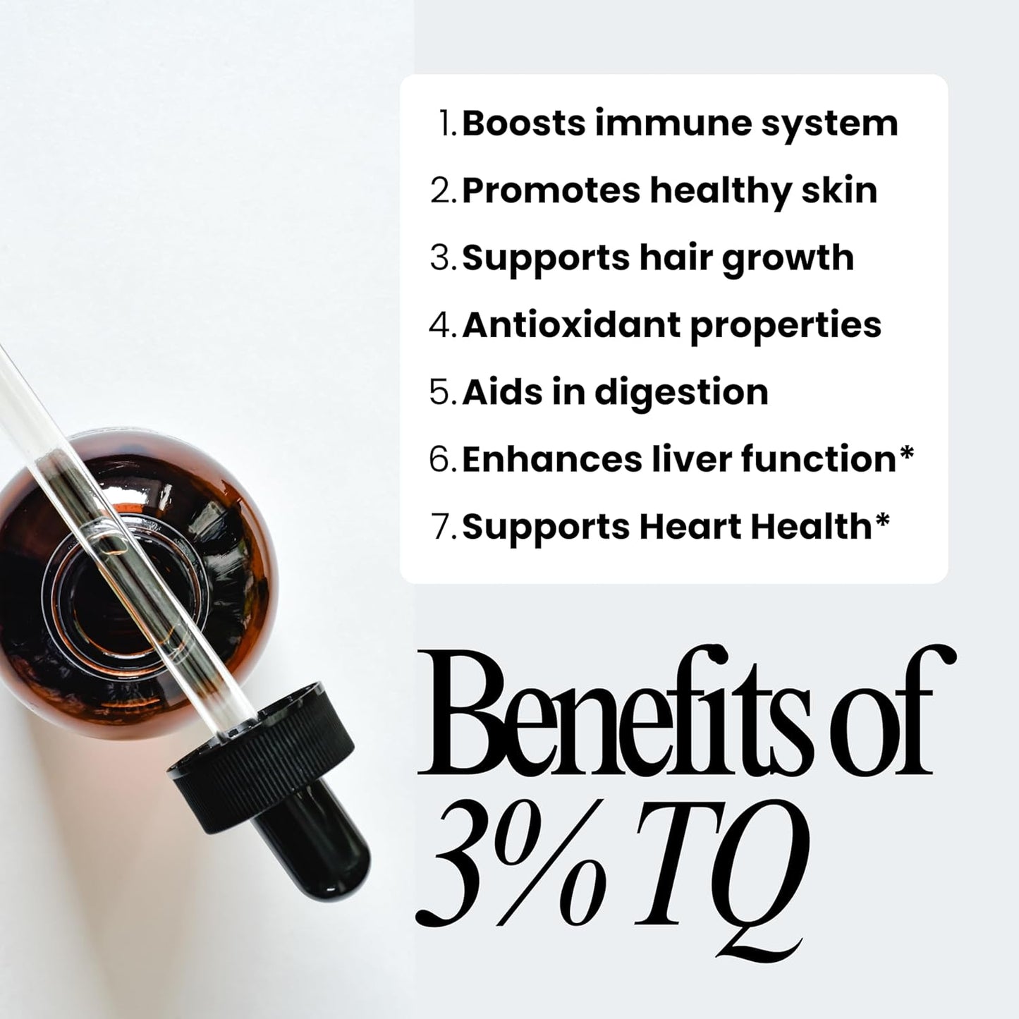 High Potency HOLISTQ Black Seed Oil Liquid Drops with 3% Thymoquinone - 100mL Cold Pressed Black Cumin Nigella Sativa for Immune, Heart, Skin & Hair - Non-GMO Vegan Omega 369 Support