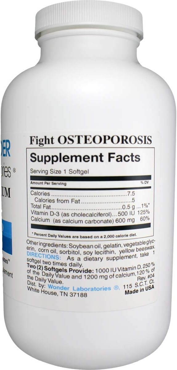 High Potency Liquid Calcium Softgels with Vitamin D3 from Wonder Laboratories