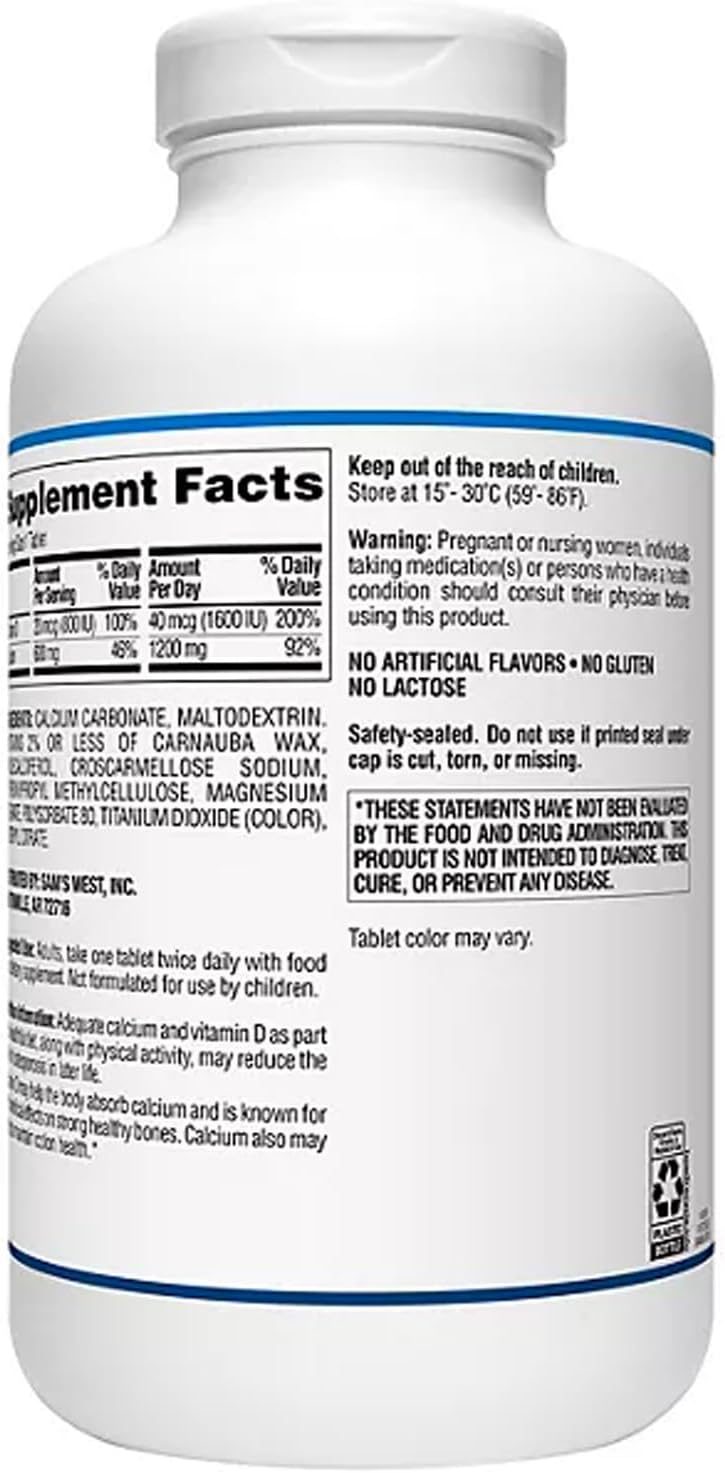 High Potency Members Mark Calcium and Vitamin D3 Tablets for Bone and Muscle Health - 600 ct.