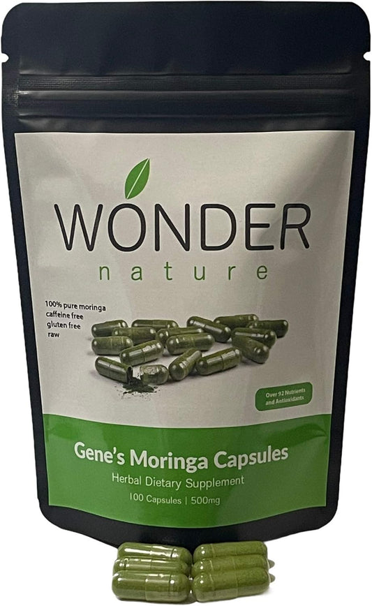 High Potency Moringa Green Powder Capsules for Energy, Focus, and Immune System Support