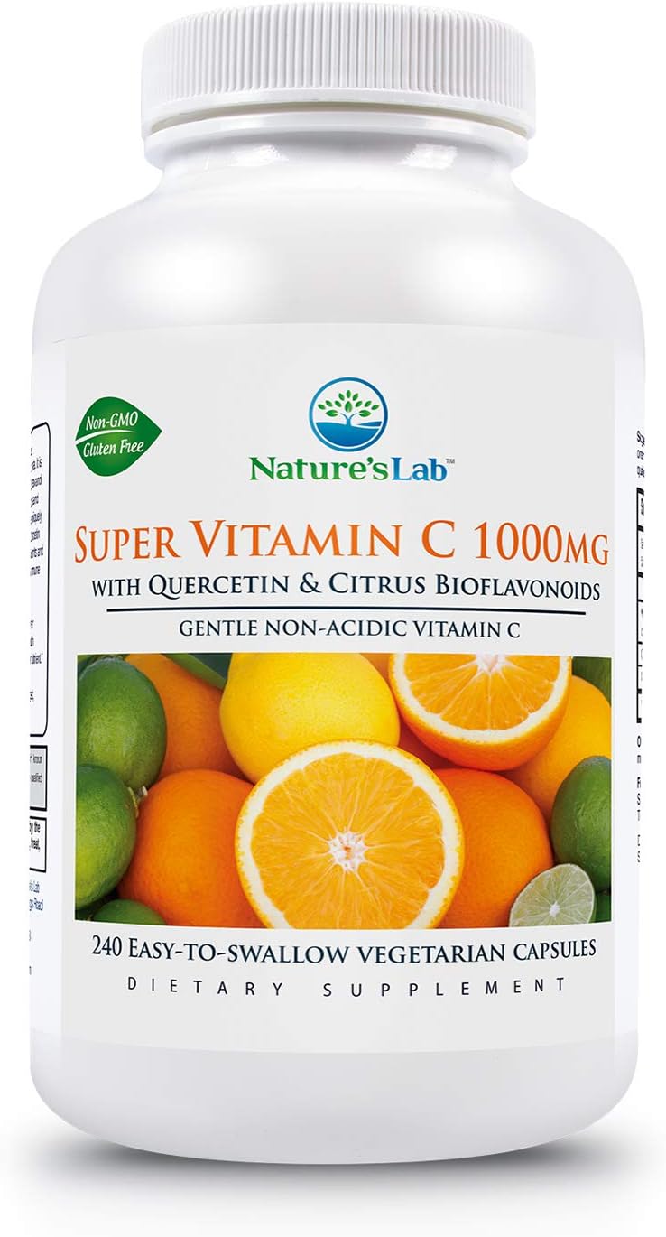 High Potency Nature's Lab Vitamin C 1000mg - 240 Tablets for Immune Support & Antioxidant Protection