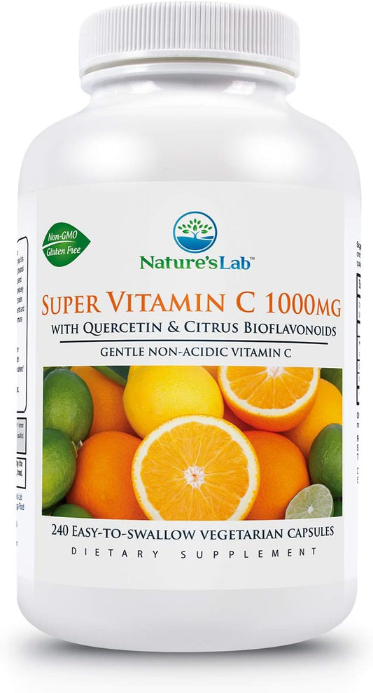 High Potency Nature's Lab Vitamin C 1000mg - 240 Tablets for Immune Support & Antioxidant Protection