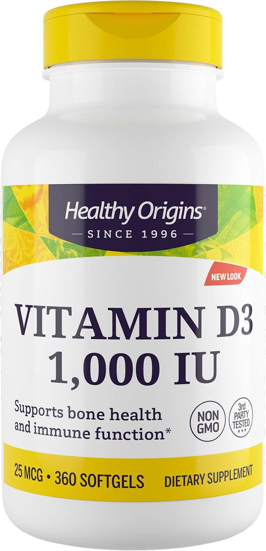 High Potency Non-GMO Vitamin D3 Softgels - 1,000 IU, 360 Count