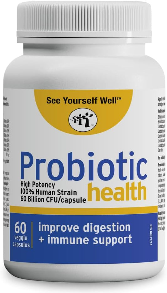 High Potency Probiotic Supplement for Digestive & Gut Health - 60 Billion CFU, Supports Immune System, Occasional Digestive Issues - 60ct