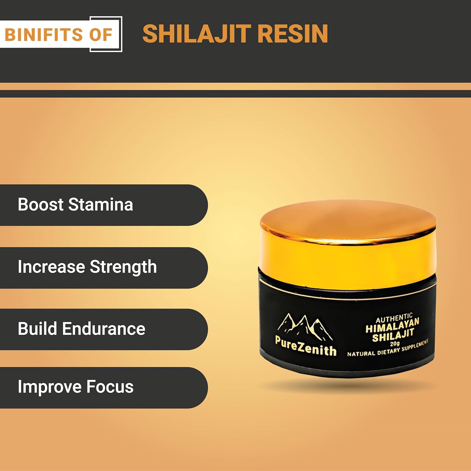 High Potency PureZenith Himalayan Shilajit Resin Supplement - 20g, 85+ Trace Minerals, Fulvic Acid, Boost Energy, Immune Support, Men & Women, Lab Tested