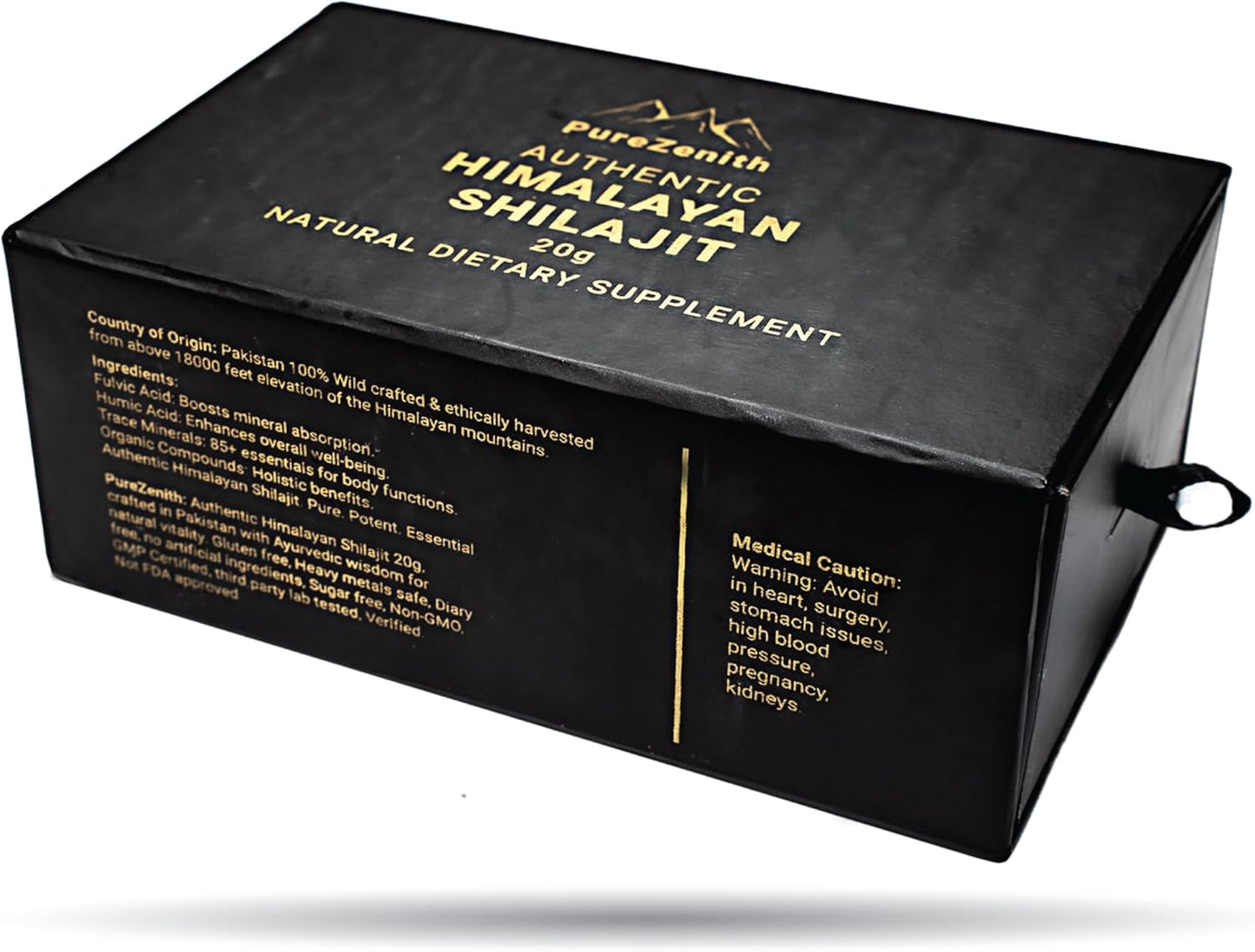 High Potency PureZenith Himalayan Shilajit Resin Supplement - 20g, 85+ Trace Minerals, Fulvic Acid, Boost Energy, Immune Support, Men & Women, Lab Tested