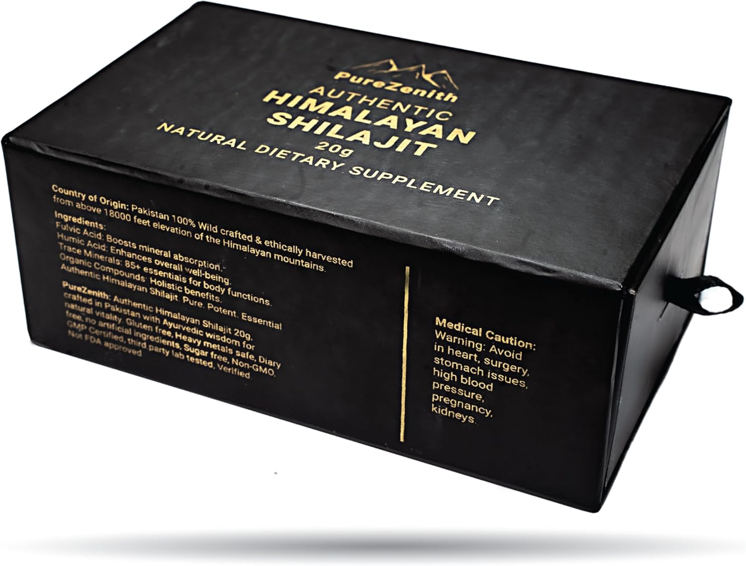 High Potency PureZenith Himalayan Shilajit Resin Supplement - 20g, 85+ Trace Minerals, Fulvic Acid, Boost Energy, Immune Support, Men & Women, Lab Tested