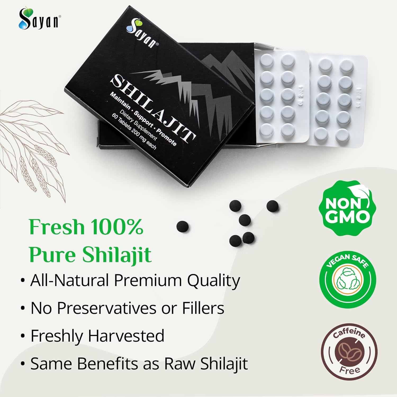 High-Potency Sayan Shilajit Tablets, 24,000mg Supplement with 85+ Trace Minerals, Lab-Tested for Purity - 120 Tablets, 2-4 Month Supply