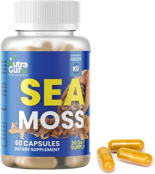 High-Potency Sea Moss Capsules with BioPerine, Bladderwrack, and Burdock Root - 90 Non-GMO Irish Seamoss Pills for Immunity, Gut Health, and Energy Boost