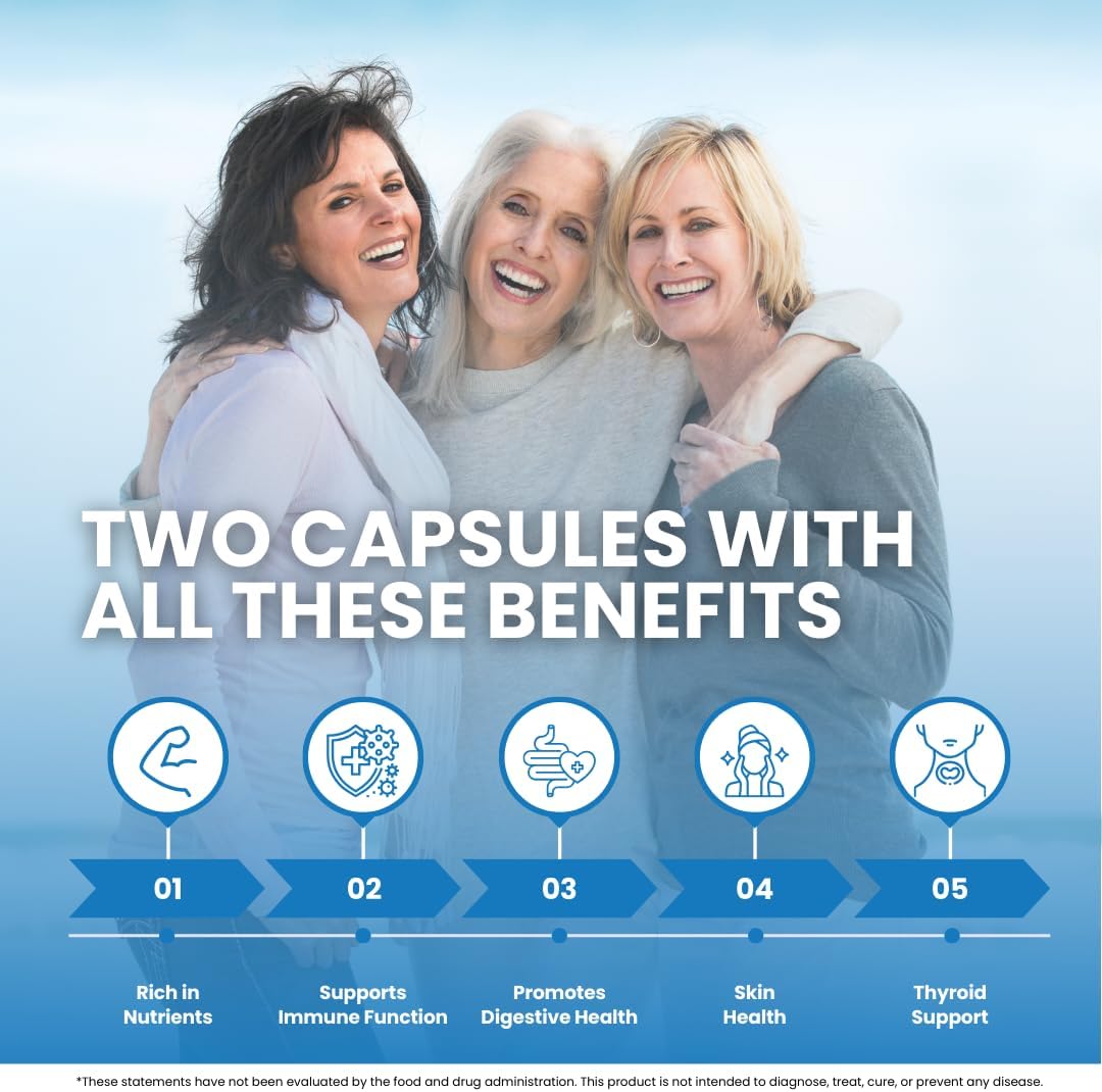 High-Potency Sea Moss Capsules with BioPerine, Bladderwrack, and Burdock Root - 90 Non-GMO Irish Seamoss Pills for Immunity, Gut Health, and Energy Boost