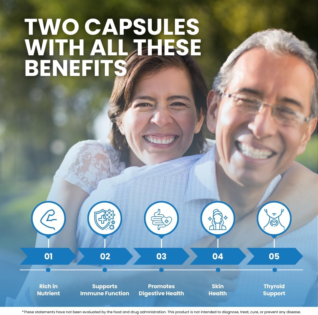 High-Potency Sea Moss Capsules with BioPerine, Bladderwrack, and Burdock Root - 90 Non-GMO Irish Seamoss Pills for Immunity, Gut Health, and Energy Boost