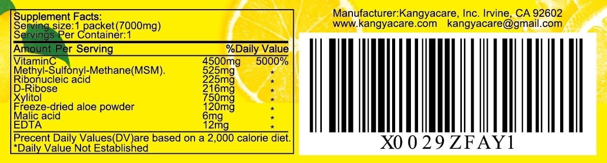 High Potency Single Dose Vitamin C Packets - 7000mg Powder for Immune Support & Antioxidant Protection - Enhanced Absorption - Neutral pH Formula