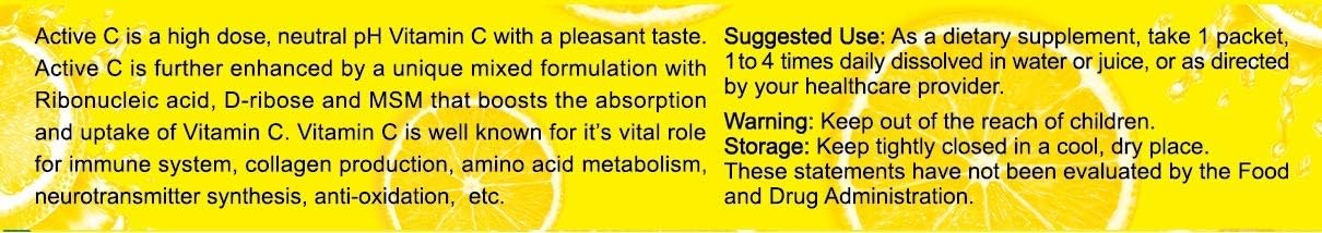 High Potency Single Dose Vitamin C Packets - 7000mg Powder for Immune Support & Antioxidant Protection - Enhanced Absorption - Neutral pH Formula