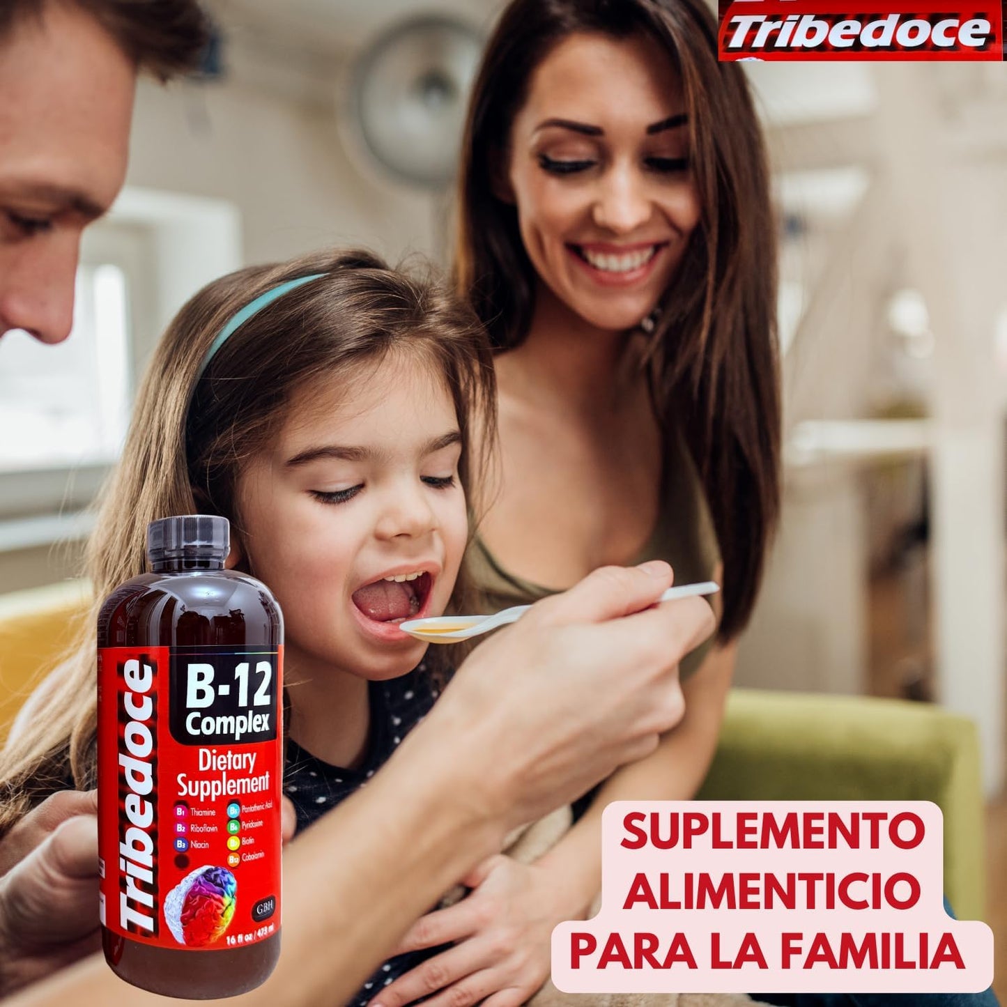 High Potency Tribedoce B-12 Complex Liquid Dietary Supplement with Thiamine, Riboflavin, Niacin, Pantothenic Acid, Pyridoxine, Biotin, and Cobalamin - 16 fl oz