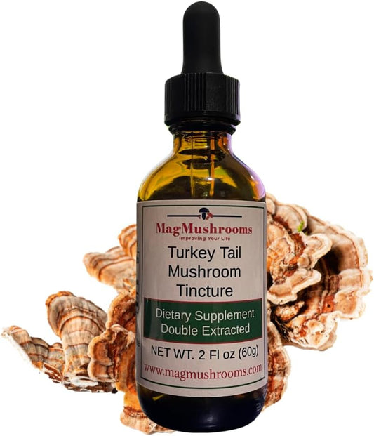 High Potency Turkey Tail Mushroom Liquid Extract Tincture - 2 Fl oz, 60 Servings for Daily Supplement Boost