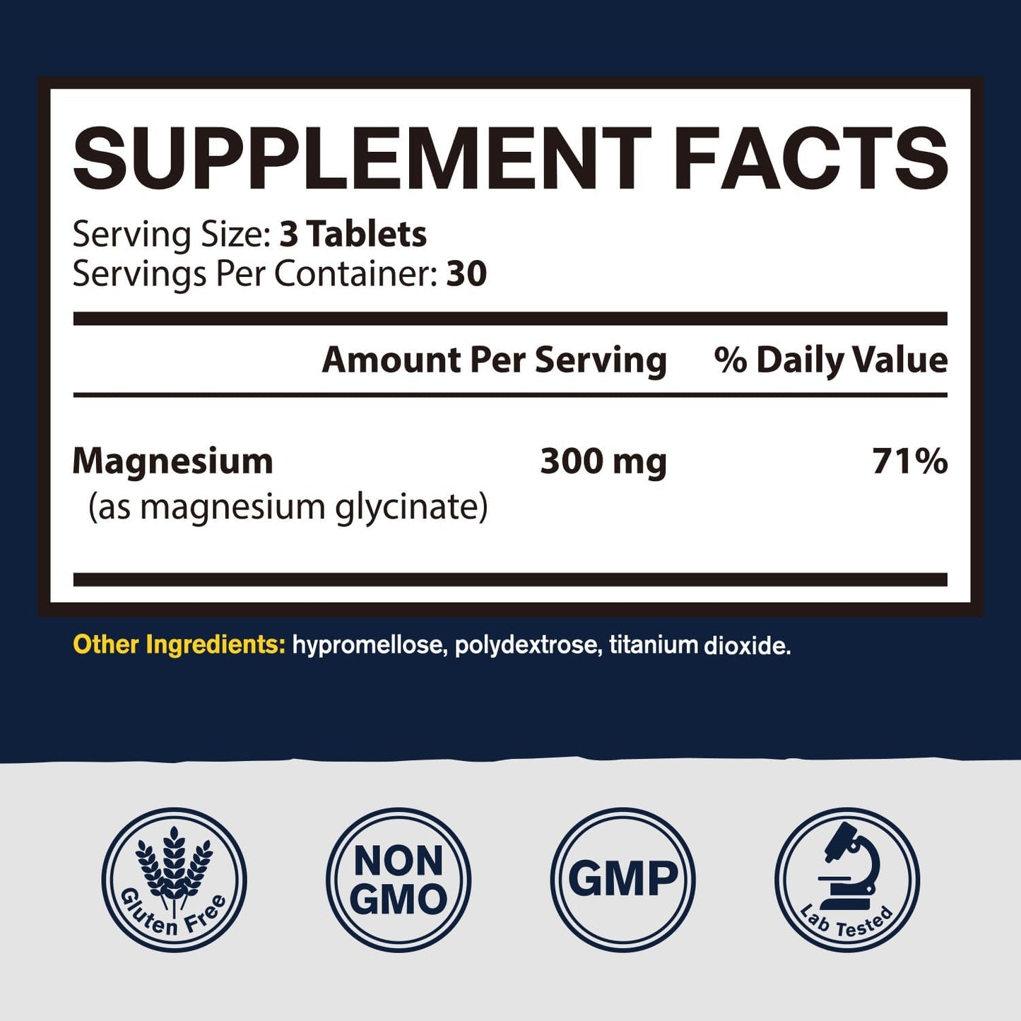 High Potency Vitacook Magnesium Glycinate Tablets - 300mg for Calmness, Mood & Heart Support - Non-GMO, Ultra-Absorbable - 90 Count