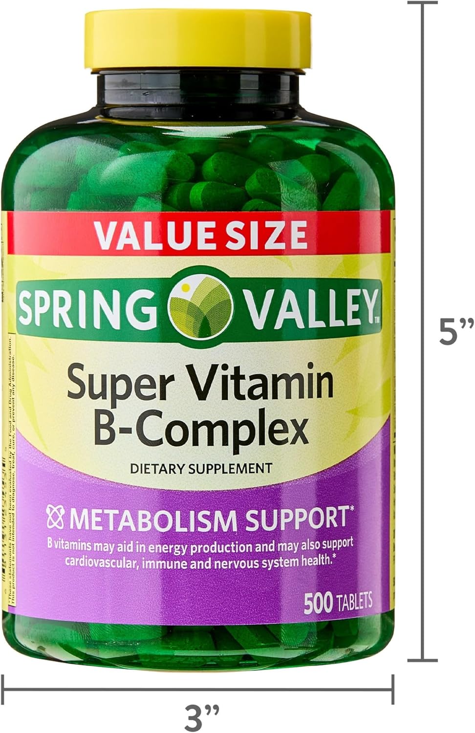 High Potency Vitamin B Complex Tablets - 500 Count Blend of B6, B12, C, Thiamine, Biotin, Folate, Pantothenic Acid, and Riboflavin - Fusion Shop Store