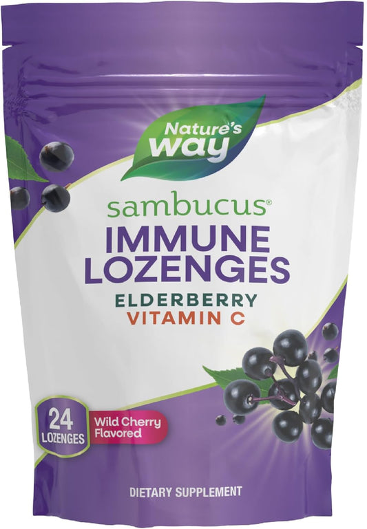 High Potency Vitamin C Elderberry Lozenges by Nature's Way - Immune Support with Elderberry & Wild Cherry Flavor - 24 Count