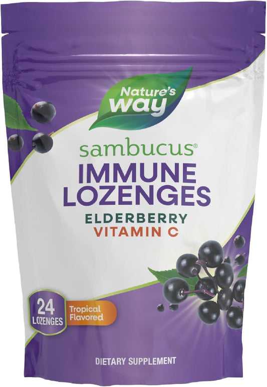 High Potency Vitamin C Elderberry Lozenges for Immune Support, 24 Tropical Flavored Pack