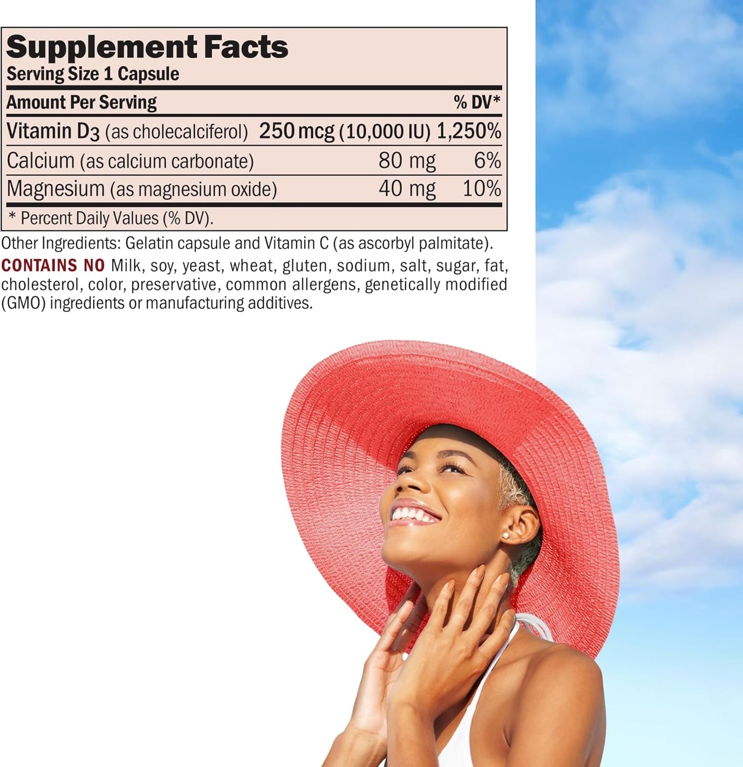 High Potency Vitamin D3 10,000 IU Capsules for Bone Health, Calcium Absorption, Muscle Function, Immune Support - 60 Count