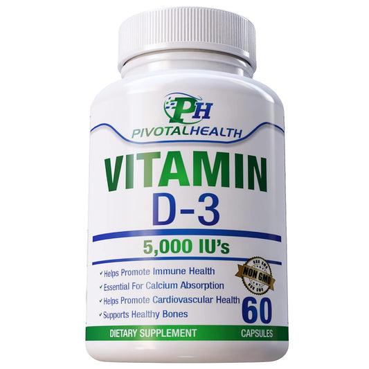 High Potency Vitamin D3 Capsules - 5,000 IU for Quick Absorption