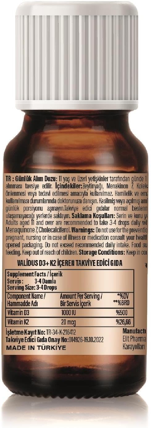High Potency Vitamin D3K2 Liquid Drops for Bone & Heart Health, 250 Drops, Enhanced Absorption, Immune Support, Non-GMO & Gluten-Free