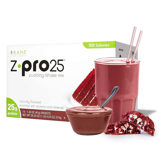 High Protein Low Calorie Red Velvet Protein Shake & Pudding Mix - Meal Replacement Packets with 25g Protein - Breakfast Boost - 14 Packets
