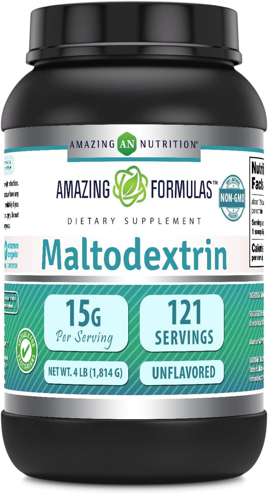High-Quality Amazing Nutrition Maltodextrin Supplement | 15g Per Serving | 121 Servings | 4lb Powder | USA Made