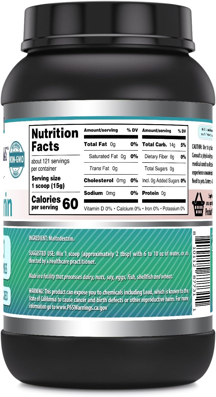 High-Quality Amazing Nutrition Maltodextrin Supplement | 15g Per Serving | 121 Servings | 4lb Powder | USA Made