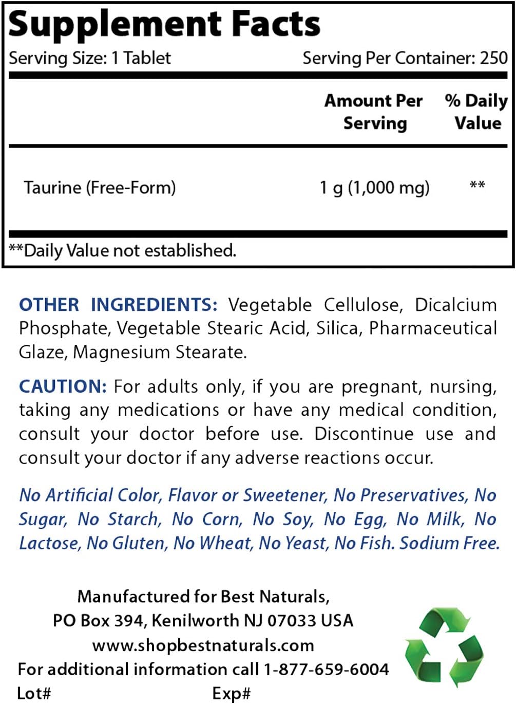 High-Quality Glycine and Taurine Supplement - 1000 mg Each for Optimal Health and Wellness