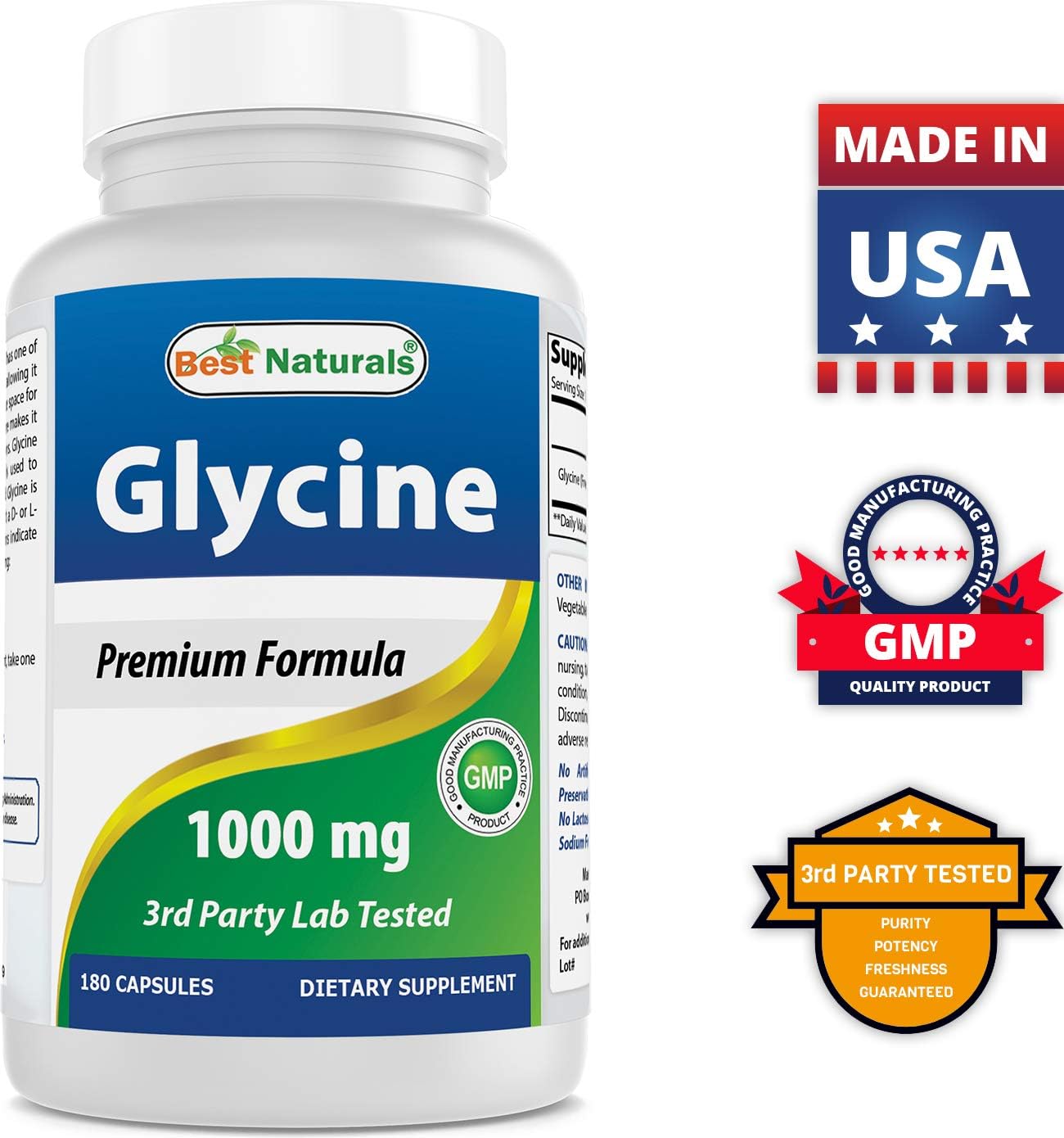 High-Quality Glycine and Taurine Supplement - 1000 mg Each for Optimal Health and Wellness