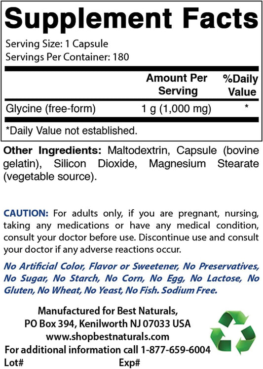High-Quality Glycine Supplement 1000 Mg with Inositol Powder - 1 Pound Size