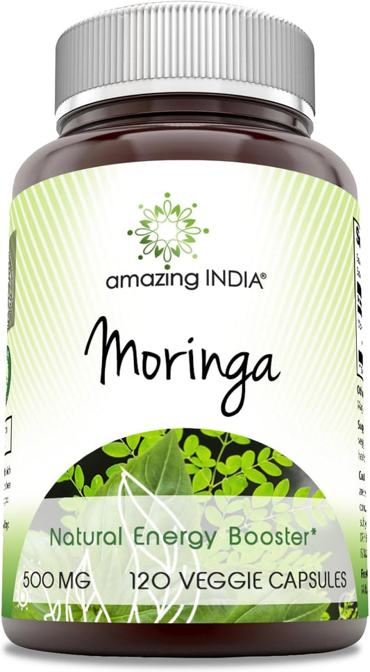 High-Quality India Moringa 500mg Capsules - 120 Count | Non-GMO & Gluten-Free Supplement