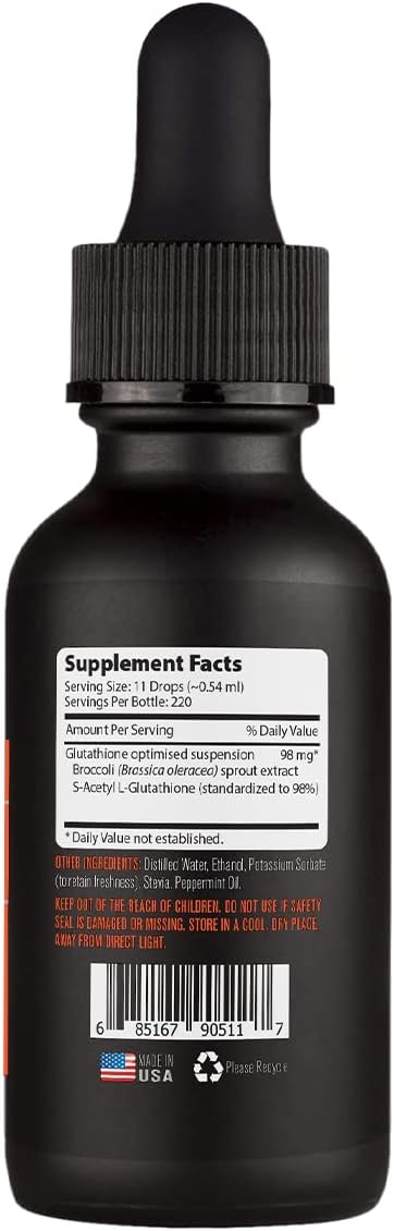 High-Quality Lyfetrition S-Acetyl L-Glutathione Liquid Supplement - 98mg, 4 Oz - 220 Servings - Made in USA - Fast Absorption - Potent Ingredients - Third-Party Tested - Non-GMO - GMP Certified - Cruelty-Free