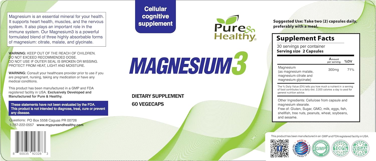 High-Quality Magnesium Supplement with Glycinate, Malate, and Citrate for Muscle, Nerve, Stress, and Energy Support