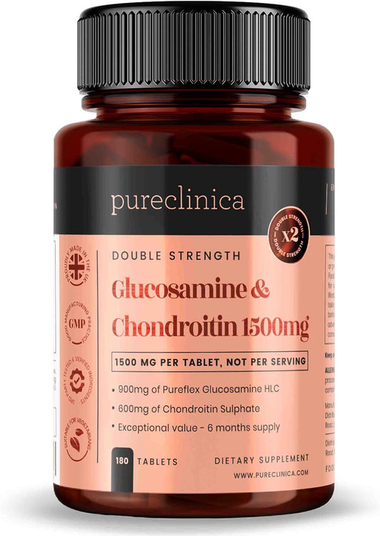 High Strength 1500mg Glucosamine HCL & Chondroitin 180 Tablets by pureclinica