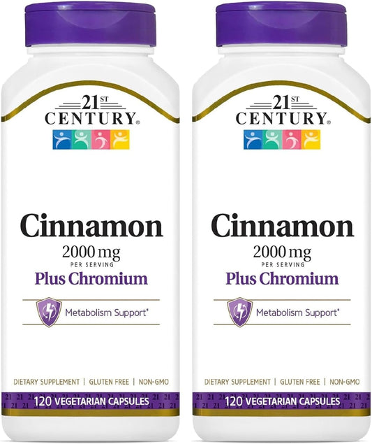 High Strength Cinnamon with Chromium 2000mg Capsules - 240 Count (2 Pack)