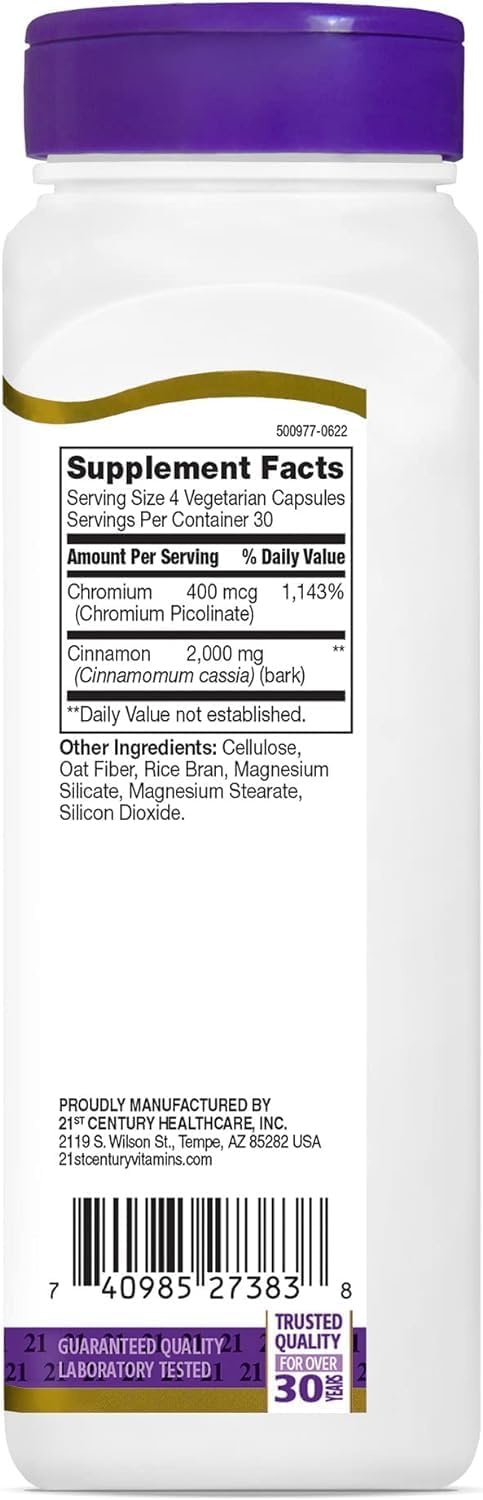 High Strength Cinnamon with Chromium 2000mg Capsules - 240 Count (2 Pack)
