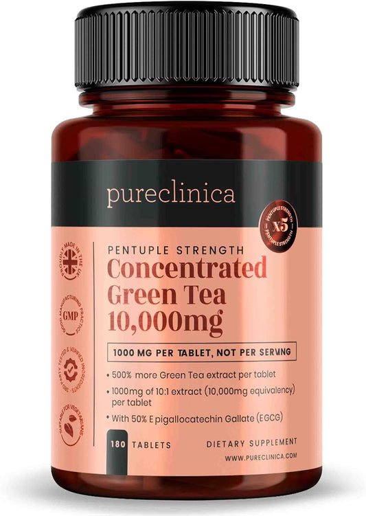 High Strength Green Tea Extract 10,000mg - 180 Tablets by pureclinica