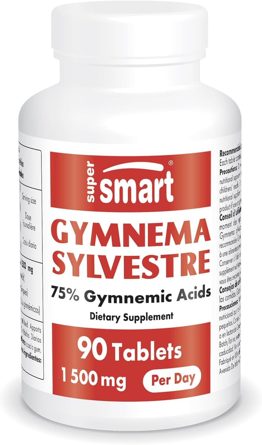 High Strength Gymnema Sylvestre 1500mg Daily Supplement - 75% Gymnemic Acids - Non-GMO & Gluten Free - 90 Tablets