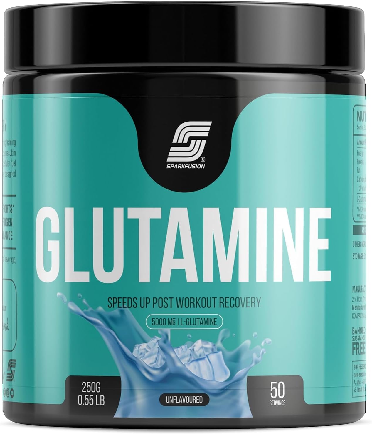 High Strength L-Glutamine Powder Supplement for Post-Workout Recovery | Supports Pumps & Digestive Health | 5000mg, 250g, 50 Servings | No Fillers, Unflavored