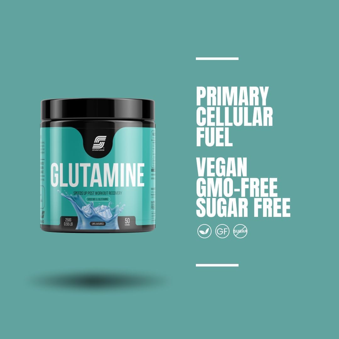 High Strength L-Glutamine Powder Supplement for Post-Workout Recovery | Supports Pumps & Digestive Health | 5000mg, 250g, 50 Servings | No Fillers, Unflavored