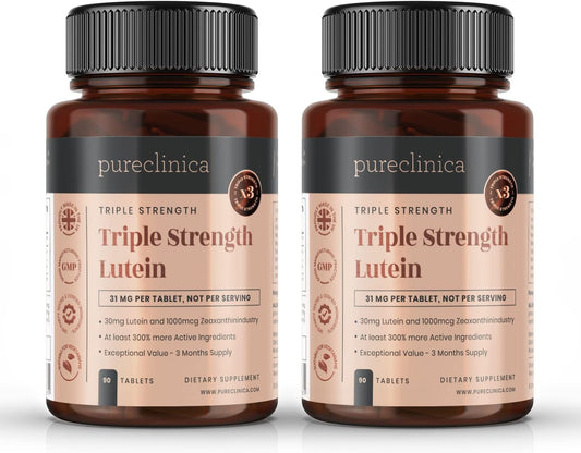 High Strength Lutein 30mg with Zeaxanthin x 180 Tablets - 2 Bottles, 3x Regular Strength