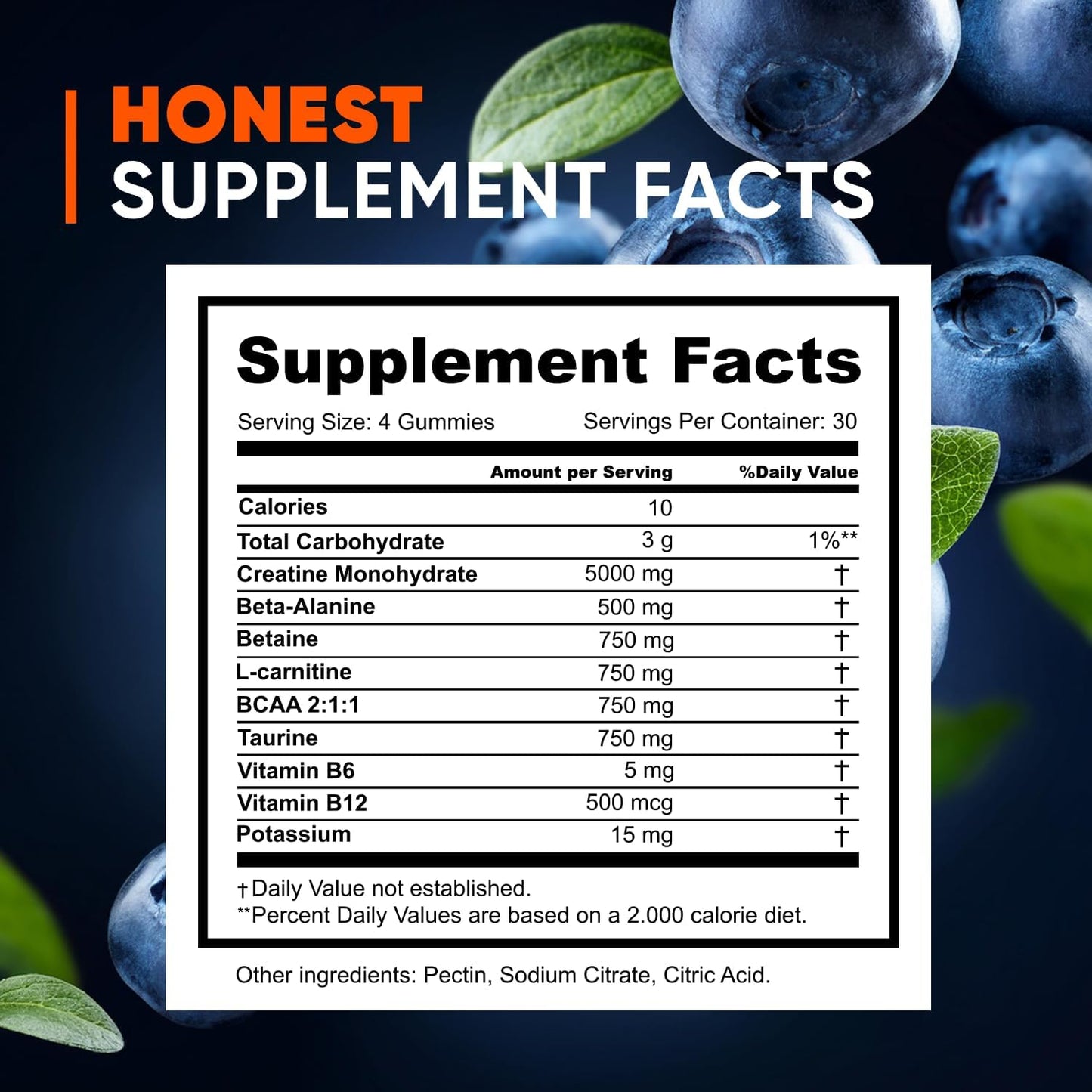 High Strength Purawex Creatine Gummies - Pre-Workout Supplement for Muscle Strength and Energy - Vegan Blueberry Flavor - 120 Count