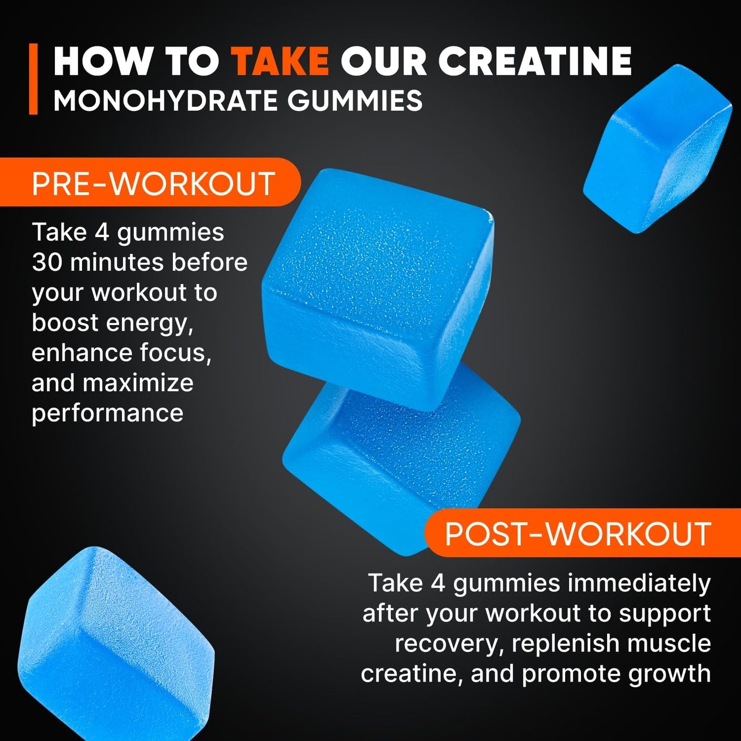 High Strength Purawex Creatine Gummies - Pre-Workout Supplement for Muscle Strength and Energy - Vegan Blueberry Flavor - 120 Count