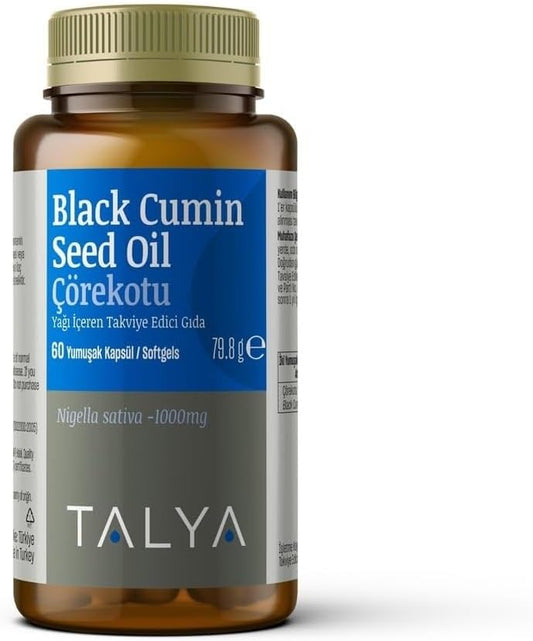 High Thymoquinone Black Seed Oil Softgel for Immune Support, Digestive Health, Brain Function, Joint Mobility - Cold-Pressed from Non-GMO Turkish Seeds