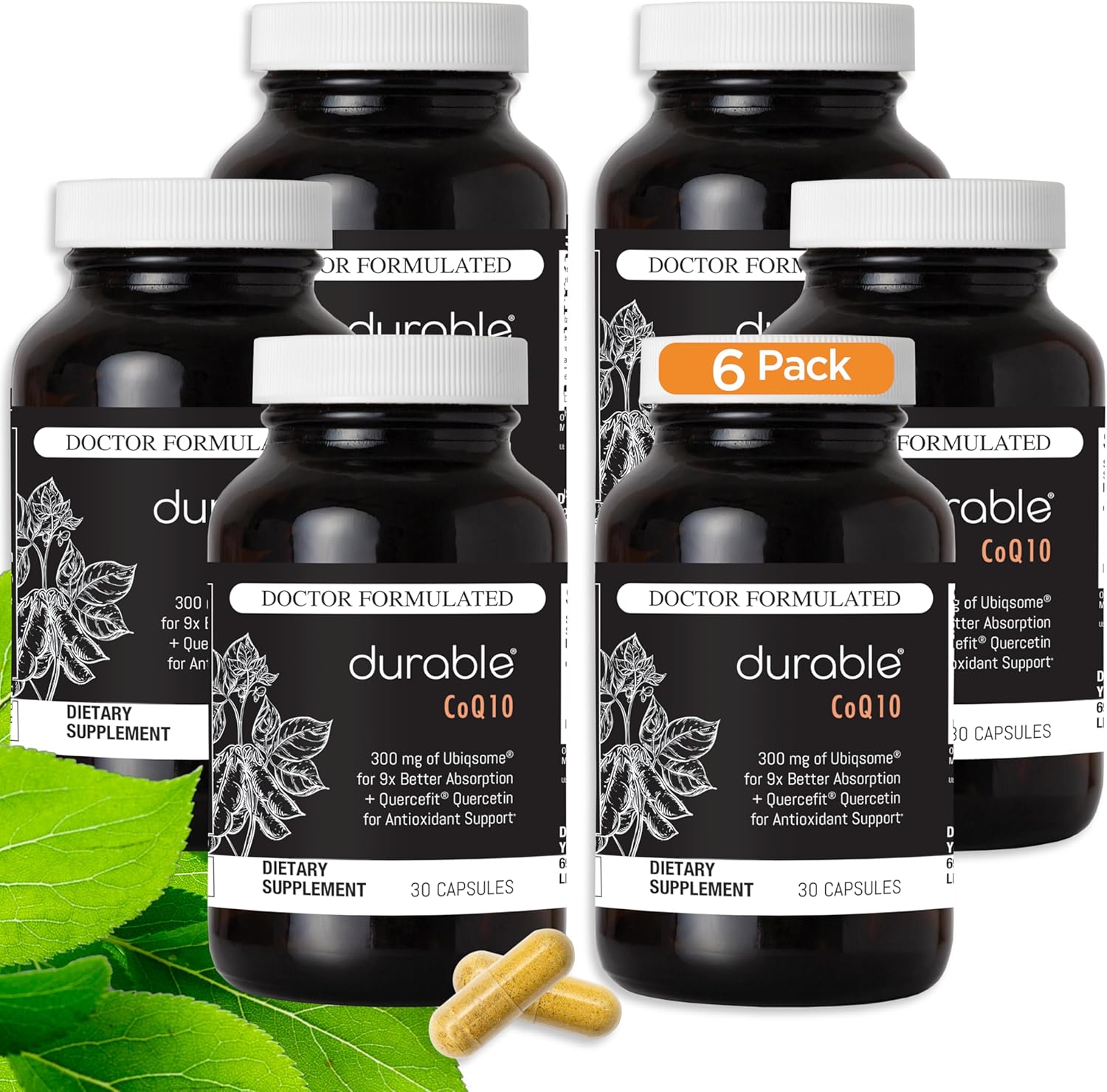 Highly Absorbable 300mg CoQ10 Phytosome for Heart Health - Antioxidant Supplement with Superior Absorption, 180 Capsules, Made in USA