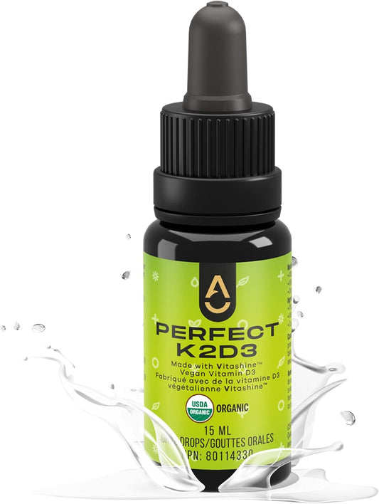 Highly Absorbable Liquid Vitamin D3K2 Supplement with MCT Oil - 1 Month Supply - Essential D3+K2 Vitamins for Calcium Absorption - 15 ml
